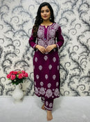 Comfort Winter Friendly Rayon Co - ord Set - Chikankari official