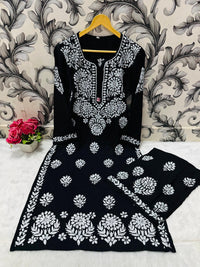 Comfort Winter Friendly Rayon Co - ord Set - Chikankari official