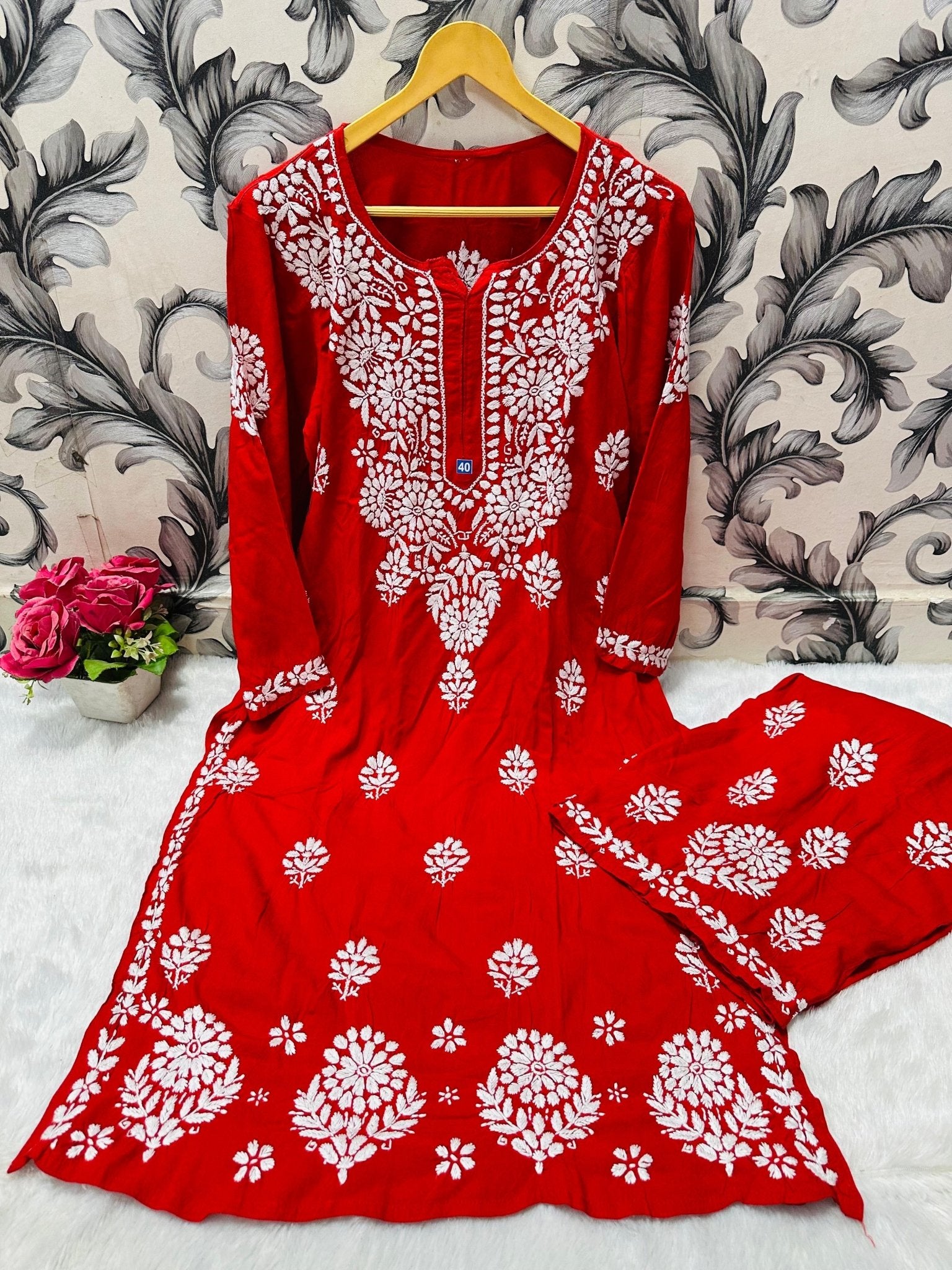 Comfort Winter Friendly Rayon Co - ord Set - Chikankari official