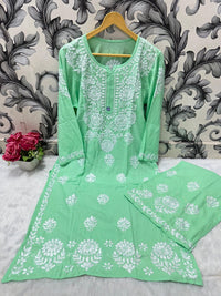Comfort Winter Friendly Rayon Co - ord Set - Chikankari official