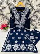 Comfort Winter Friendly Rayon Co - ord Set - Chikankari official