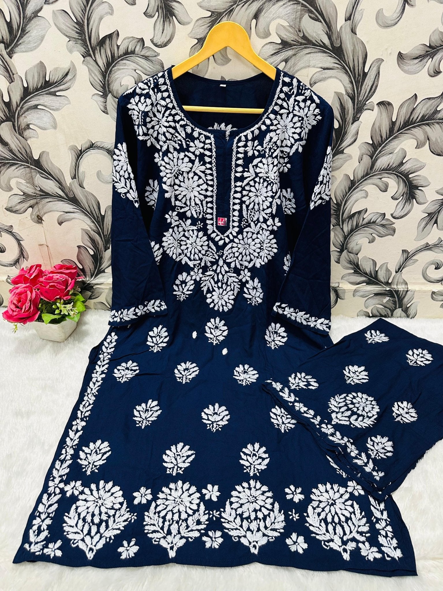 Comfort Winter Friendly Rayon Co - ord Set - Chikankari official