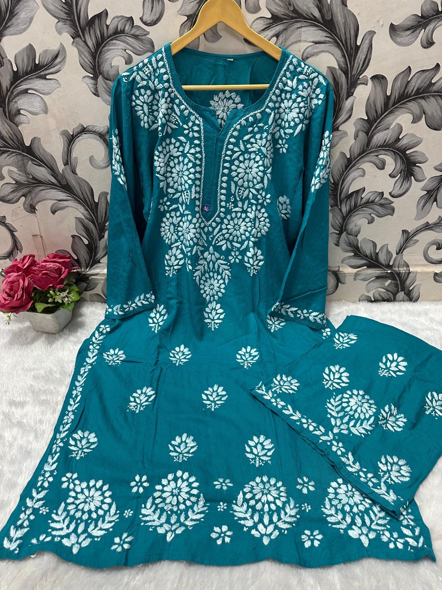Comfort Winter Friendly Rayon Co - ord Set - Chikankari official