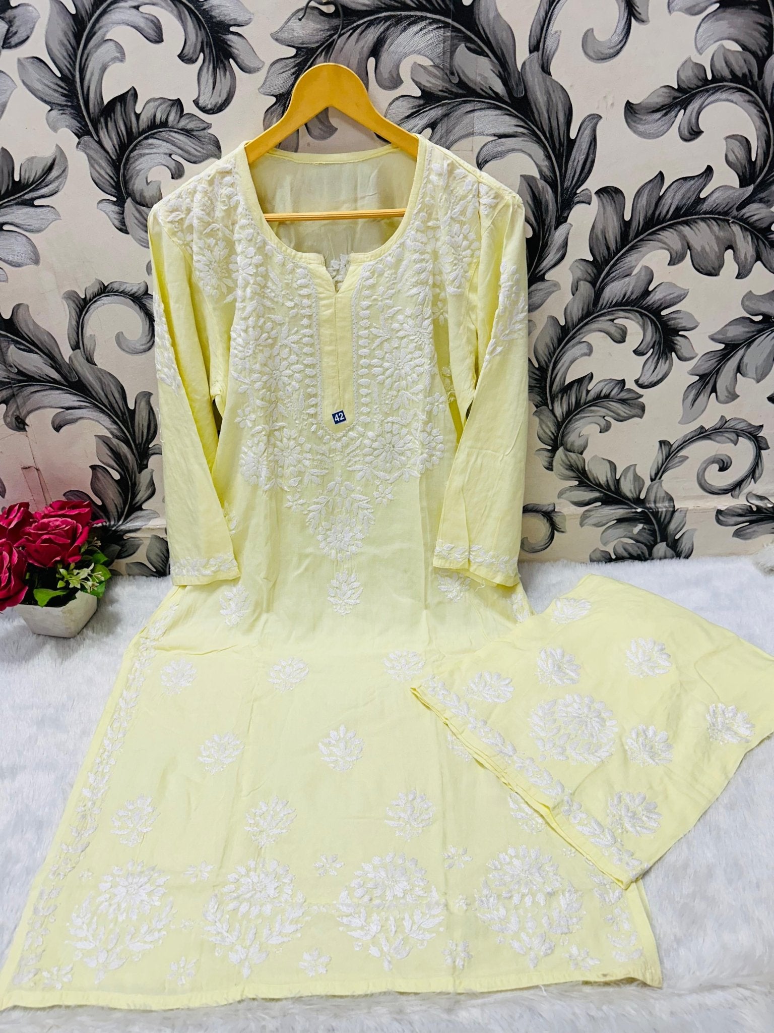 Comfort Winter Friendly Rayon Co - ord Set - Chikankari official