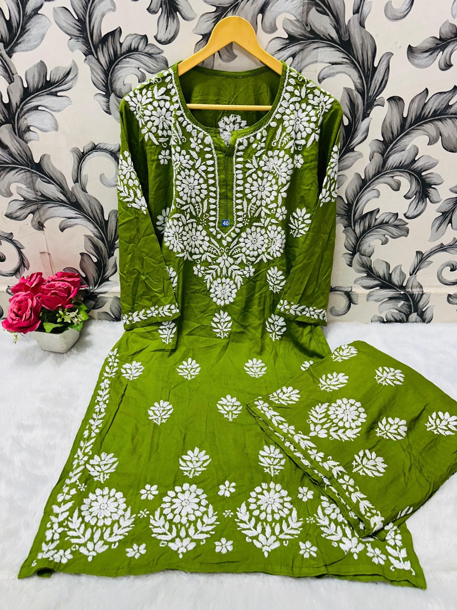 Comfort Winter Friendly Rayon Co - ord Set - Chikankari official