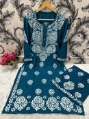 Comfort Winter Friendly Rayon Co - ord Set - Chikankari official