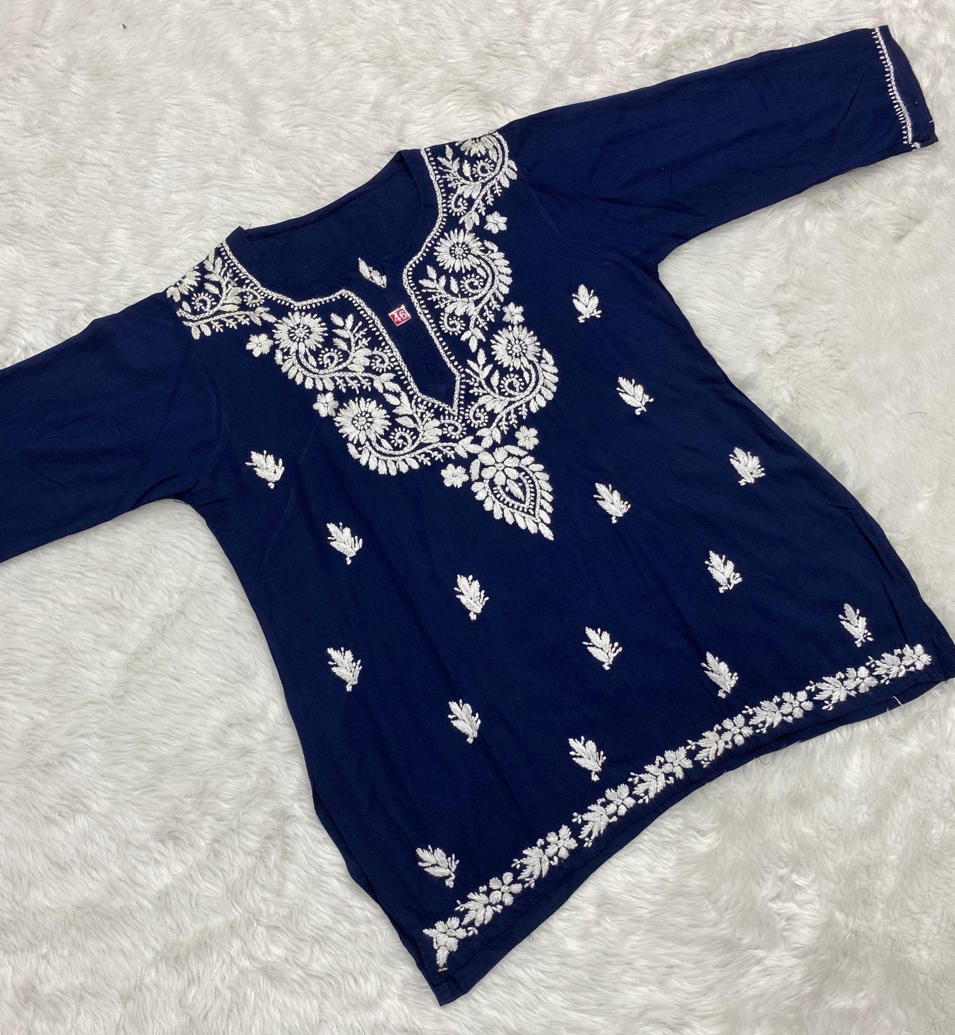 Comfortable Rayon Short Tops - Chikankari official