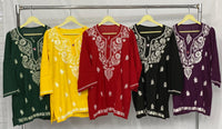 Comfortable Rayon Short Tops - Chikankari official