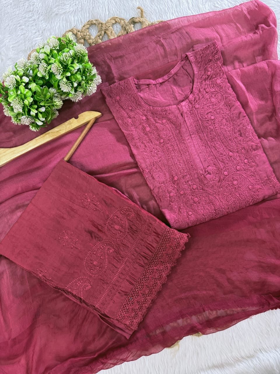 Concept In chanderi kurti with chanderi machine palazo - Chikankari official