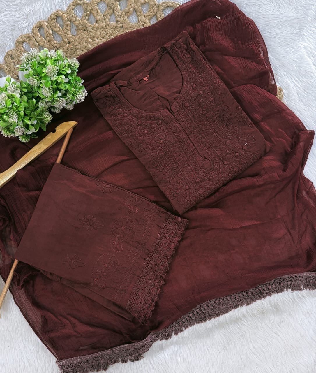 Concept In chanderi kurti with chanderi machine palazo - Chikankari official