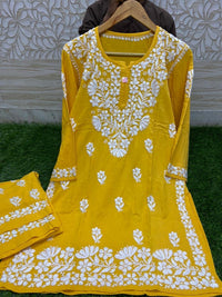 Cool & Fancy Co - rd Set heavy work rayon set - Chikankari official