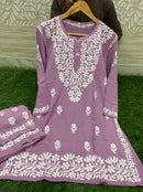 Cool & Fancy Co - rd Set heavy work rayon set - Chikankari official