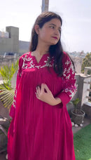 COTTON A - LINE GOWN WITH BEAUTIFUL BOTTOM 👗 - Chikankari official