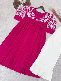 COTTON A - LINE GOWN WITH BEAUTIFUL BOTTOM 👗 - Chikankari official