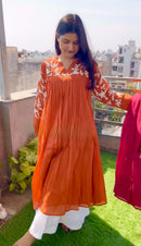 COTTON A - LINE GOWN WITH BEAUTIFUL BOTTOM 👗 - Chikankari official