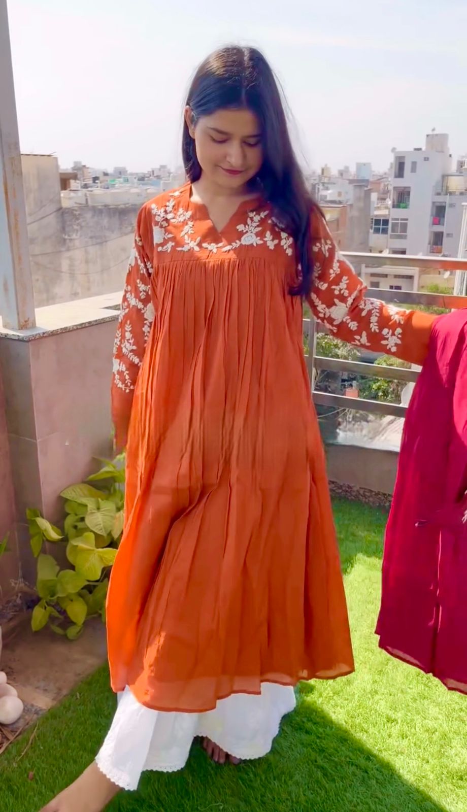 COTTON A - LINE GOWN WITH BEAUTIFUL BOTTOM 👗 - Chikankari official