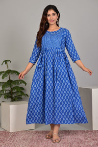 Cotton Gown for maternity and feeding - Chikankari official