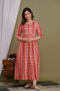 Cotton Gown for maternity and feeding - Chikankari official