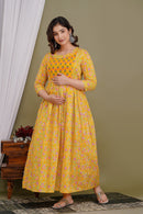 Cotton Gown for maternity and feeding - Chikankari official