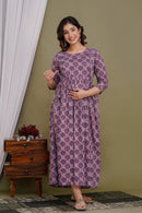 Cotton Gown for maternity and feeding - Chikankari official