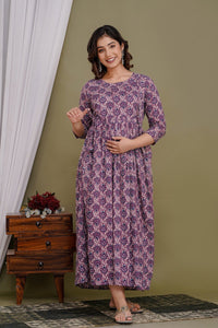 Cotton Gown for maternity and feeding - Chikankari official