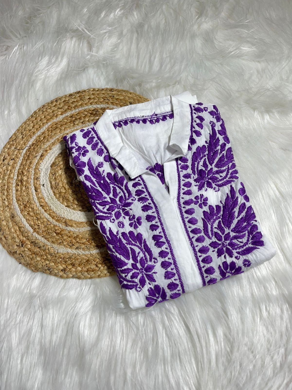 Cotton shirt Breathable Pure Work - Chikankari official