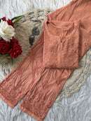 Crafted Matching Kurti & Pant Dyed Set - Chikankari official