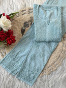 Crafted Matching Kurti & Pant Dyed Set - Chikankari official