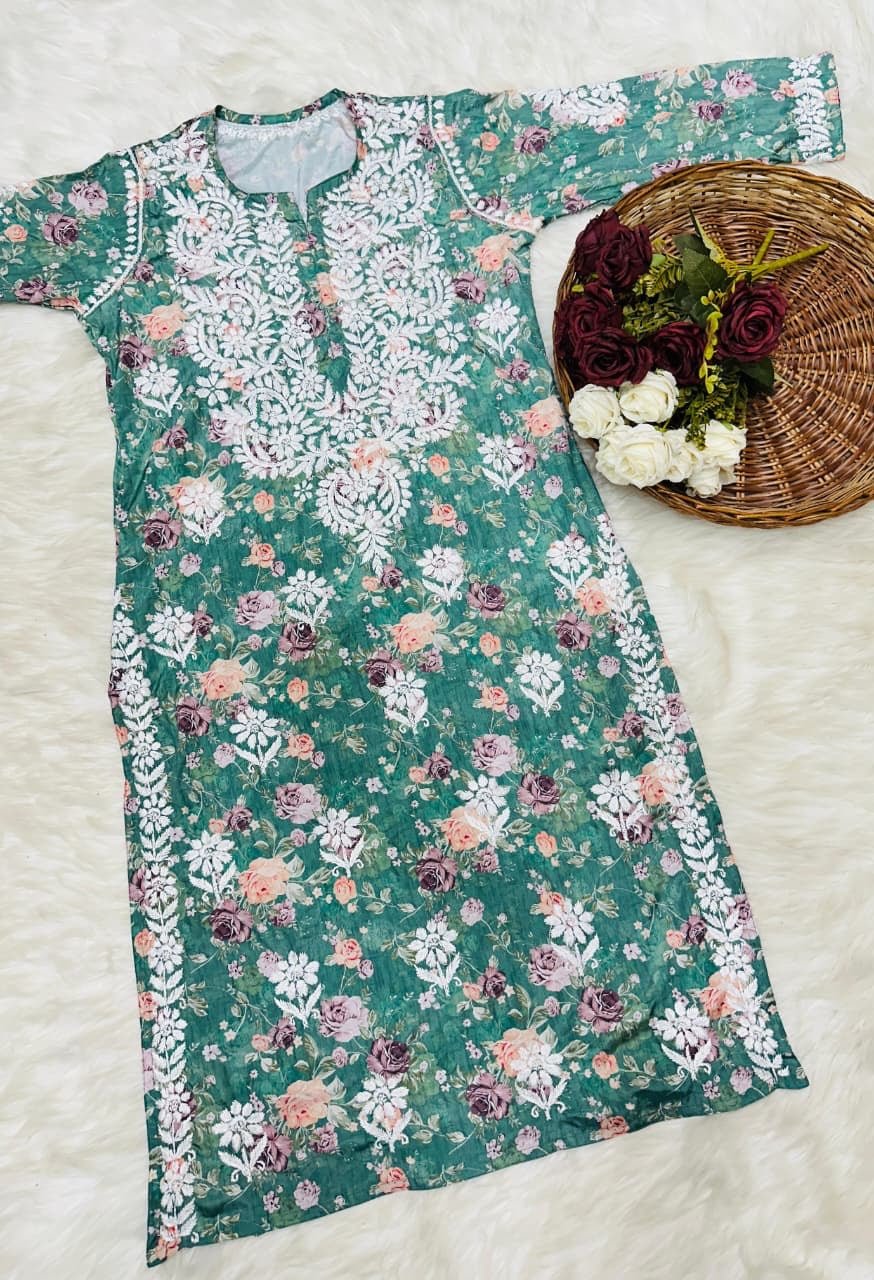 Crape soft Fabric Mul embroidered combo - Chikankari official