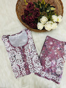 Crape soft Fabric Mul embroidered combo - Chikankari official