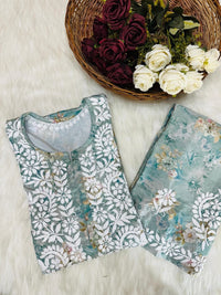 Crape soft Fabric Mul embroidered combo - Chikankari official