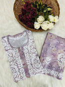 Crape soft Fabric Mul embroidered combo - Chikankari official