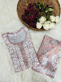 Crape soft Fabric Mul embroidered combo - Chikankari official