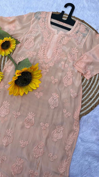 Creap dyeable 3d thread kurta - Chikankari official