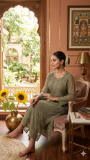 Creap dyeable 3d thread kurta - Chikankari official