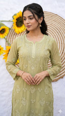 Creap dyeable 3d thread kurta - Chikankari official