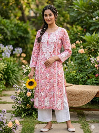 Creap printed Designer kurta - Chikankari official
