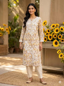 Creap printed Designer kurta - Chikankari official
