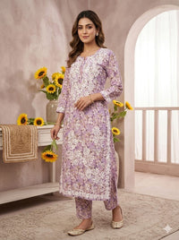 Creap printed Designer kurta - Chikankari official