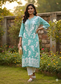 Creepe Silk Heavy work lucknowi Luxury Kurta - Chikankari official