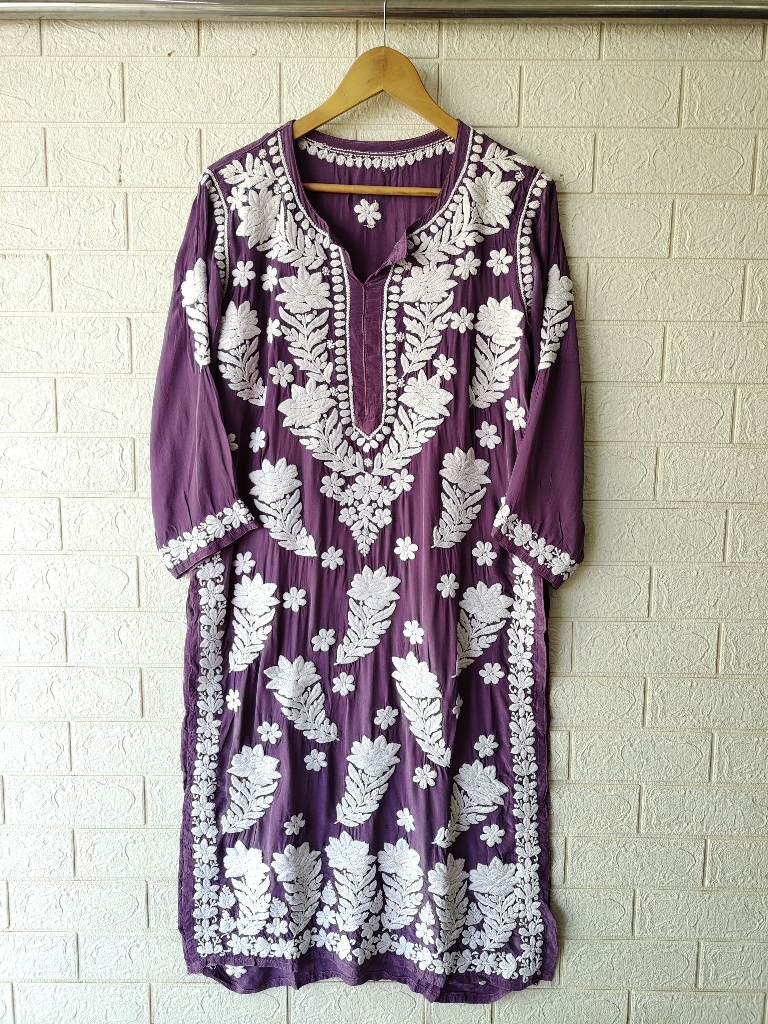 Creepe Silk Heavy work lucknowi Luxury Kurta - Chikankari official