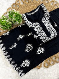 Cutwork White thread rayon 2pc - Chikankari official