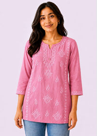 Rayon Dyeable Short Handwork Buta Top
