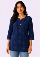 Rayon Dyeable Short Handwork Buta Top