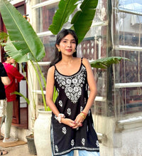 Daily Wear Comfort chikankari Noodle Strap Kurti - Chikankari official