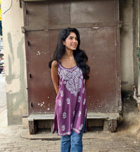 Daily Wear Comfort chikankari Noodle Strap Kurti - Chikankari official