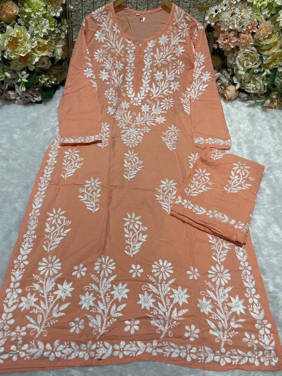 Daman Heavy Work Big Buta Modal set - Chikankari official