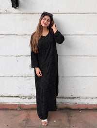 Rose Panel Viscose Chikankari Kurta with Palazzo