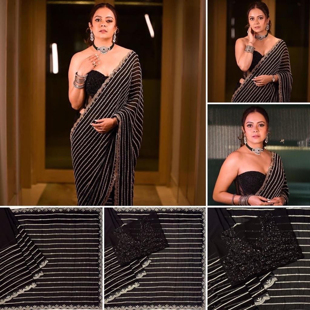 Debolina Edition Black Classic Saree - Chikankari official