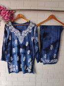 Denim Mul Print co - ord Set - Chikankari official